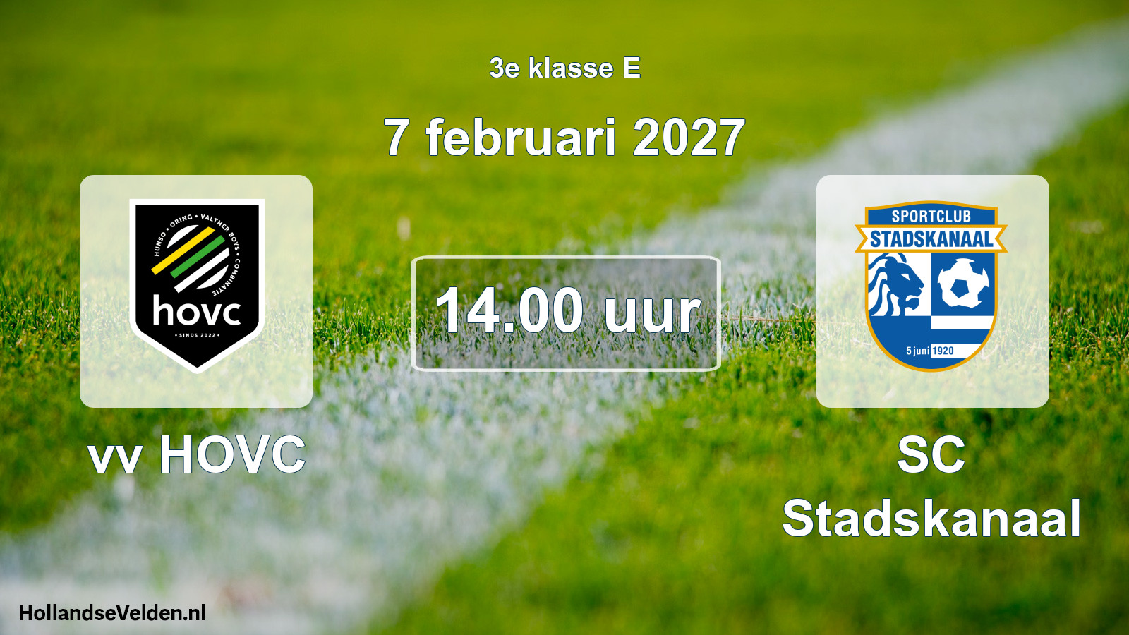 Geplande wedstrijd: vv HOVC - SC Stadskanaal (7 februari 2027)
