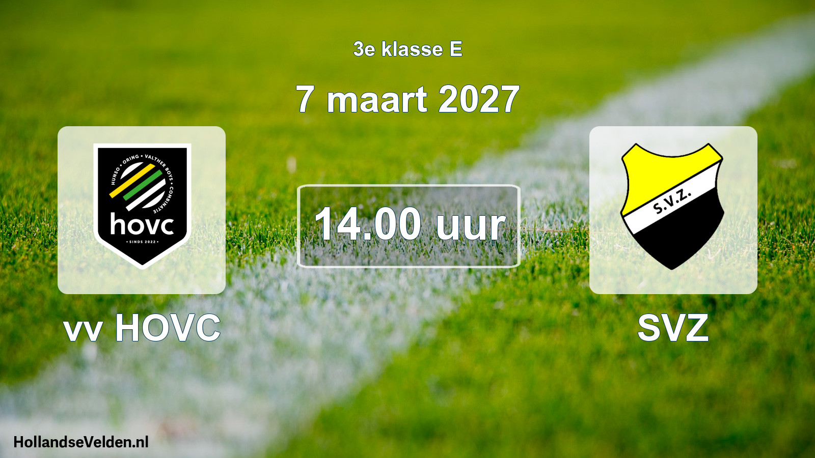 Geplande wedstrijd: vv HOVC - SVZ (7 maart 2027)