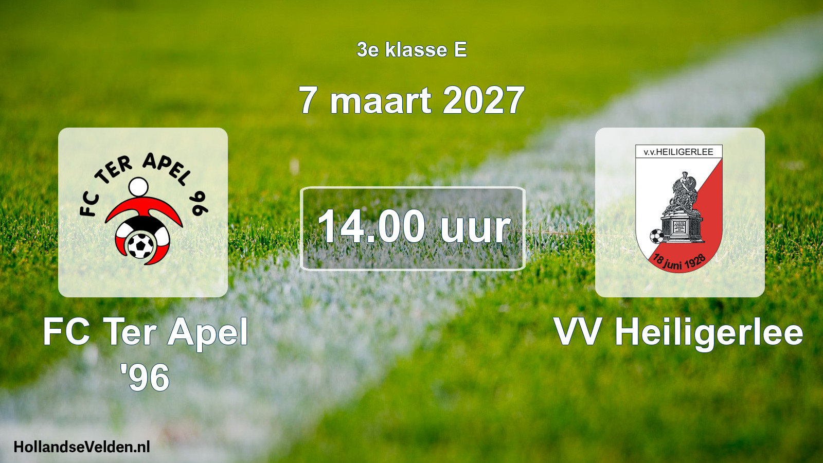Geplande wedstrijd: FC Ter Apel '96 - VV Heiligerlee (7 maart 2027)
