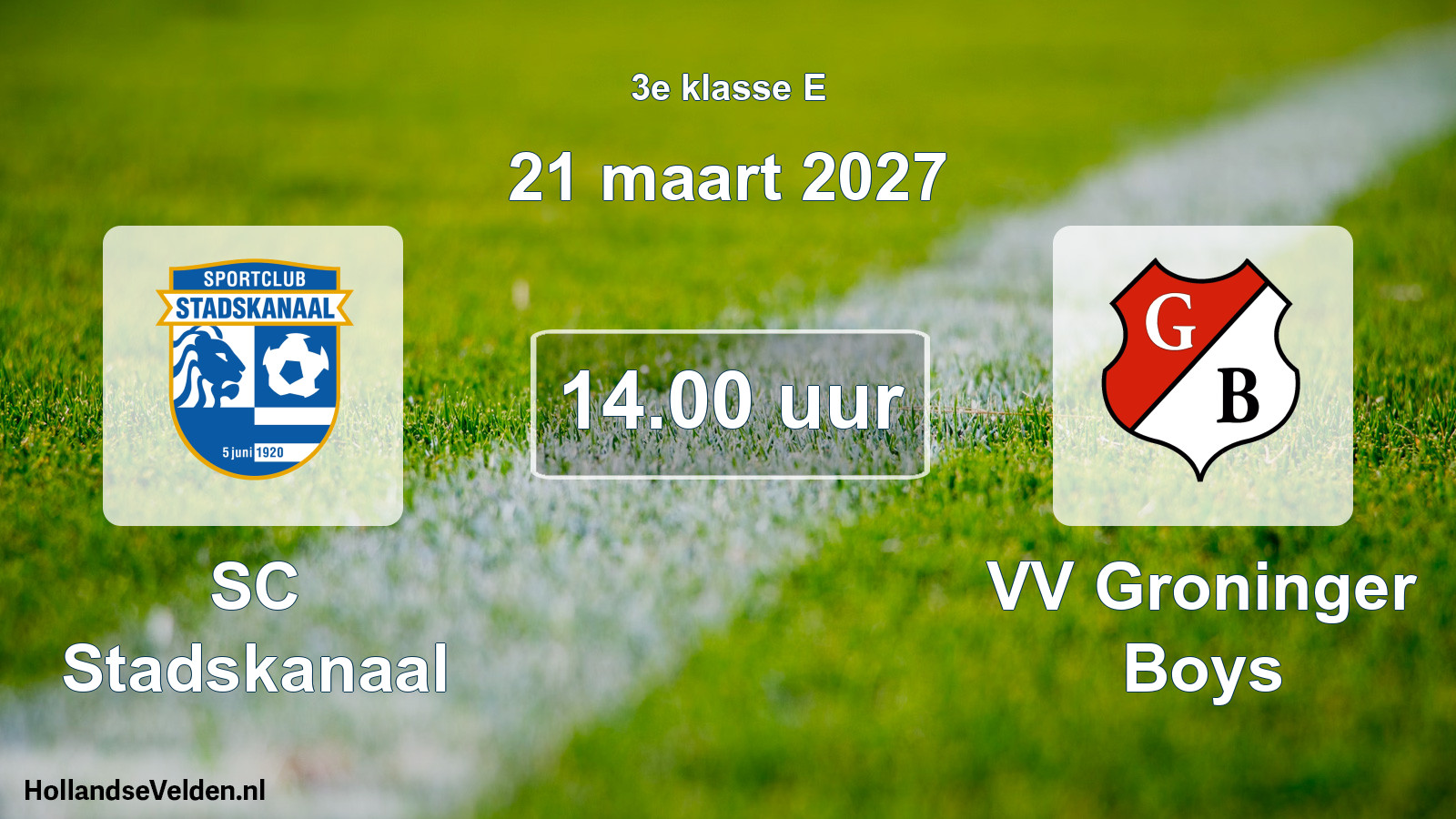 Geplande wedstrijd: SC Stadskanaal - VV Groninger Boys (21 maart 2027)