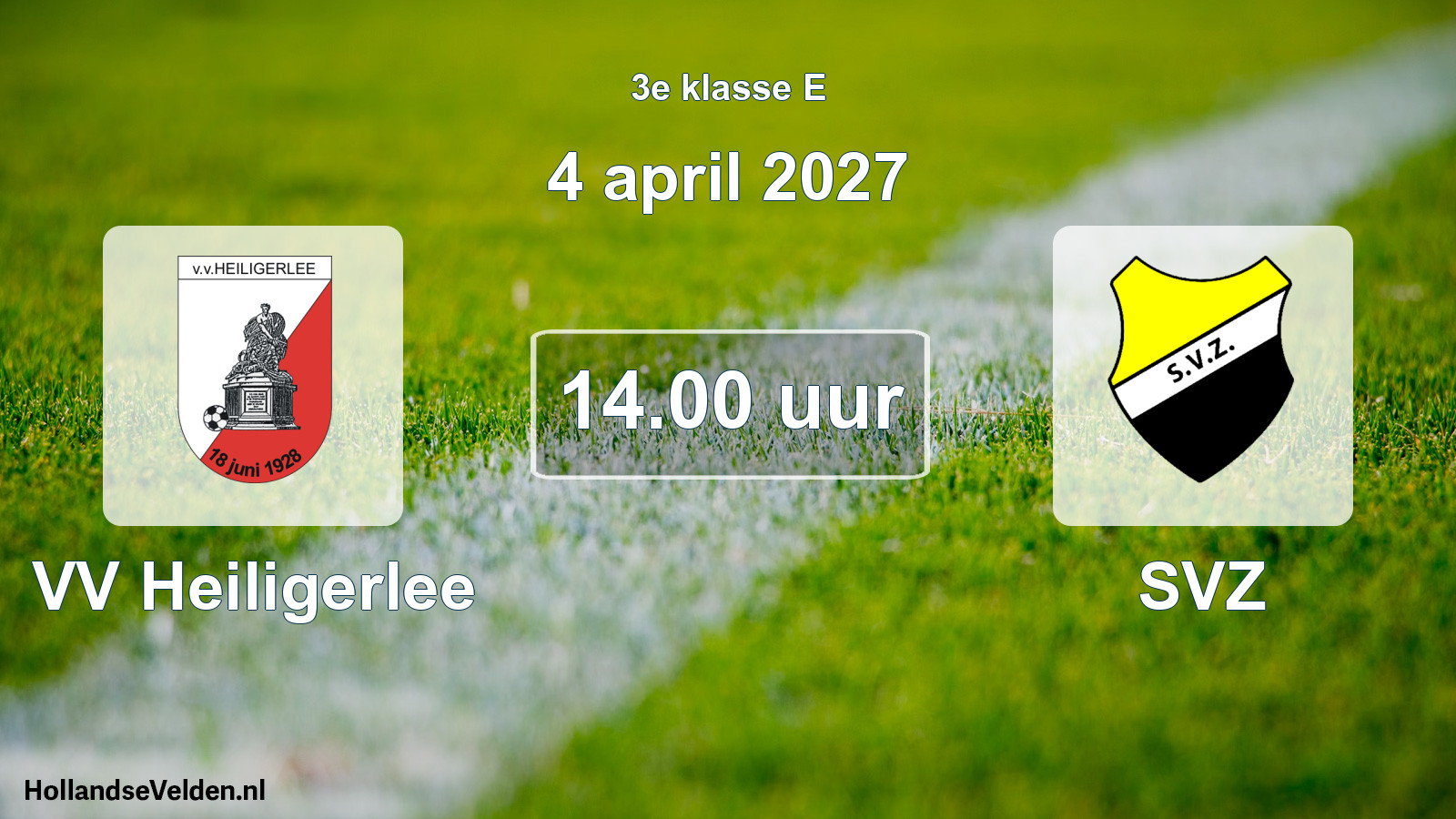 Geplande wedstrijd: VV Heiligerlee - SVZ (4 april 2027)