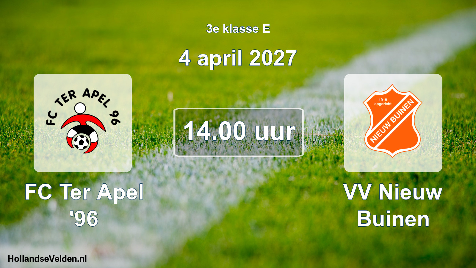 Geplande wedstrijd: FC Ter Apel '96 - VV Nieuw Buinen (4 april 2027)