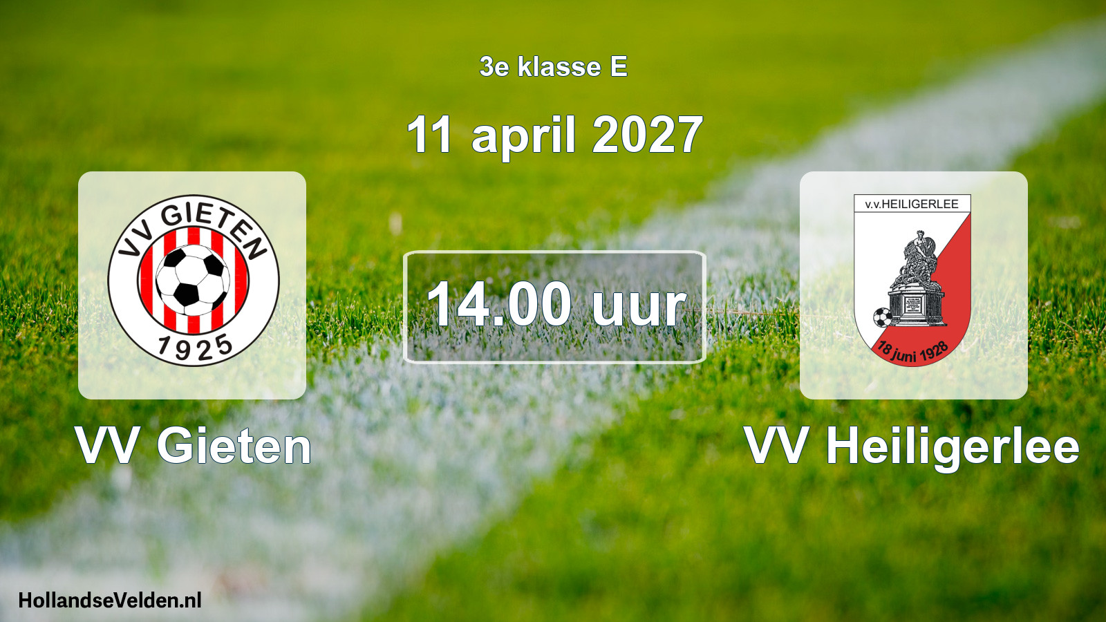 Geplande wedstrijd: VV Gieten - VV Heiligerlee (11 april 2027)