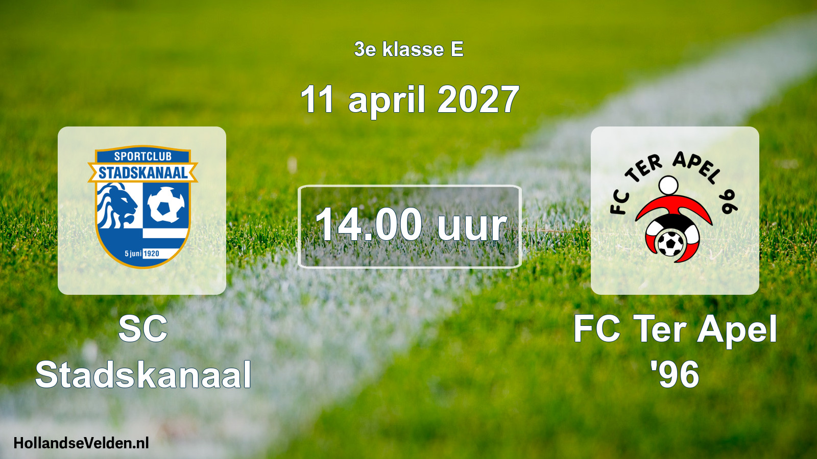 Scheduled Match: SC Stadskanaal - FC Ter Apel '96 (11 April 2027)