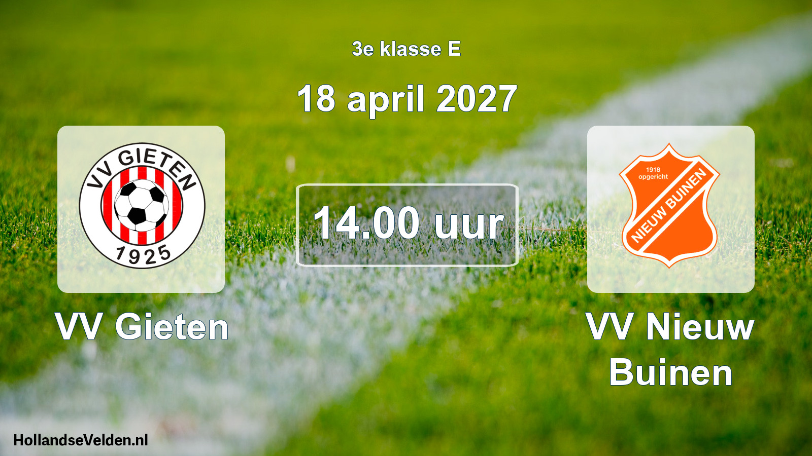 Scheduled Match: VV Gieten - VV Nieuw Buinen (18 April 2027)
