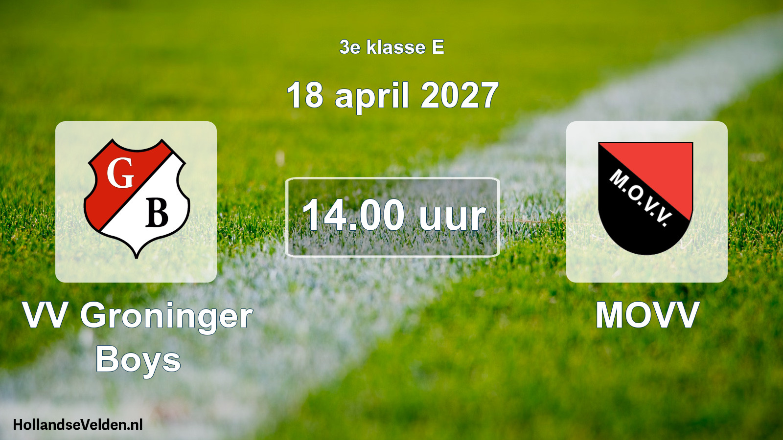 Geplande wedstrijd: VV Groninger Boys - MOVV (18 april 2027)