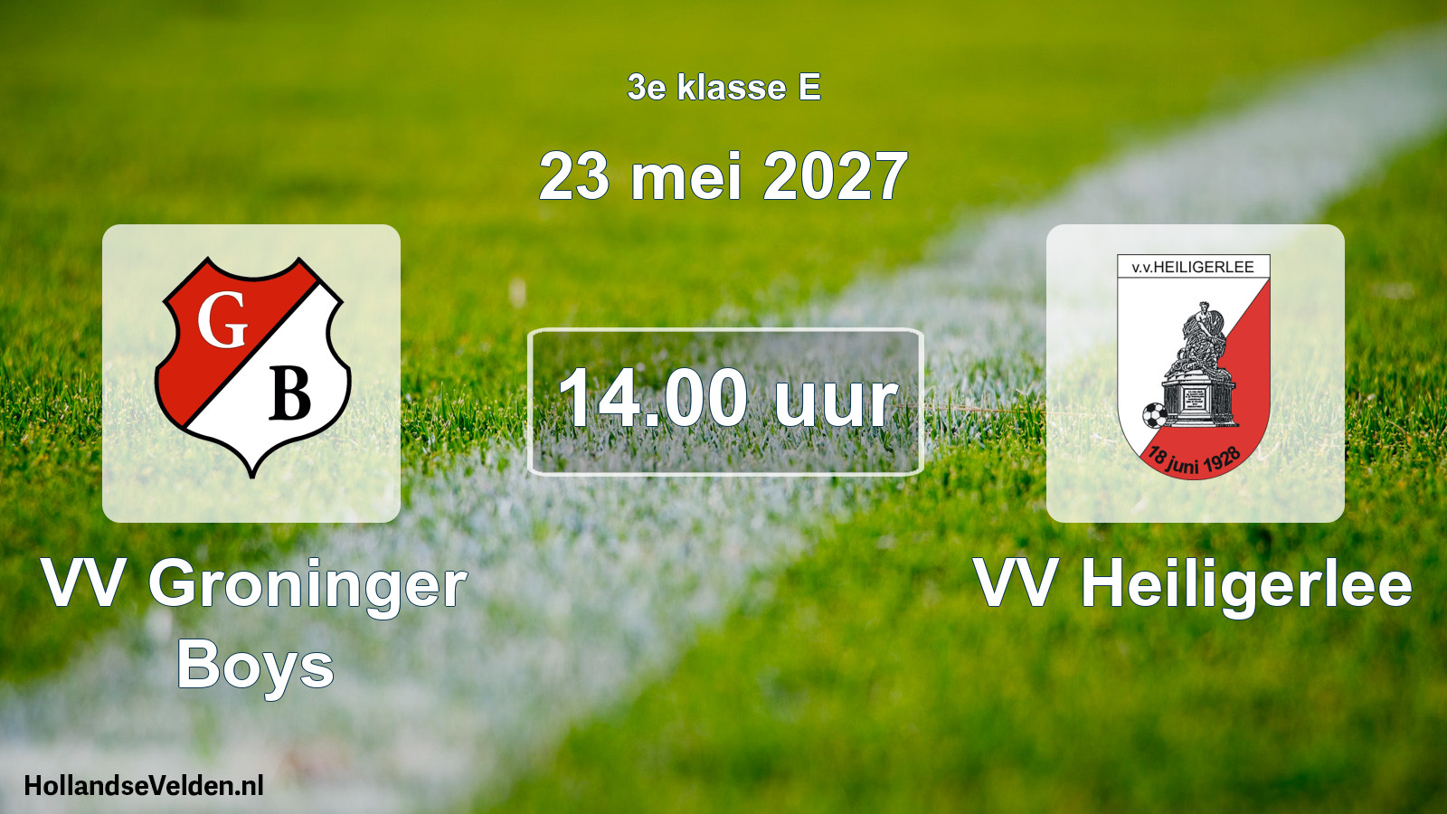 Geplande wedstrijd: VV Groninger Boys - VV Heiligerlee (23 mei 2027)