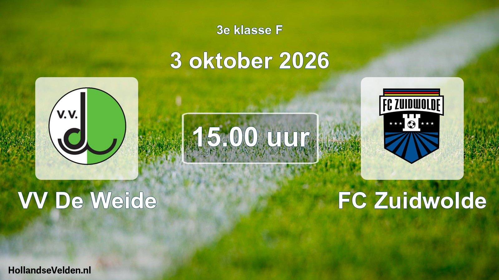 Scheduled Match: VV De Weide - FC Zuidwolde (3 October 2026)