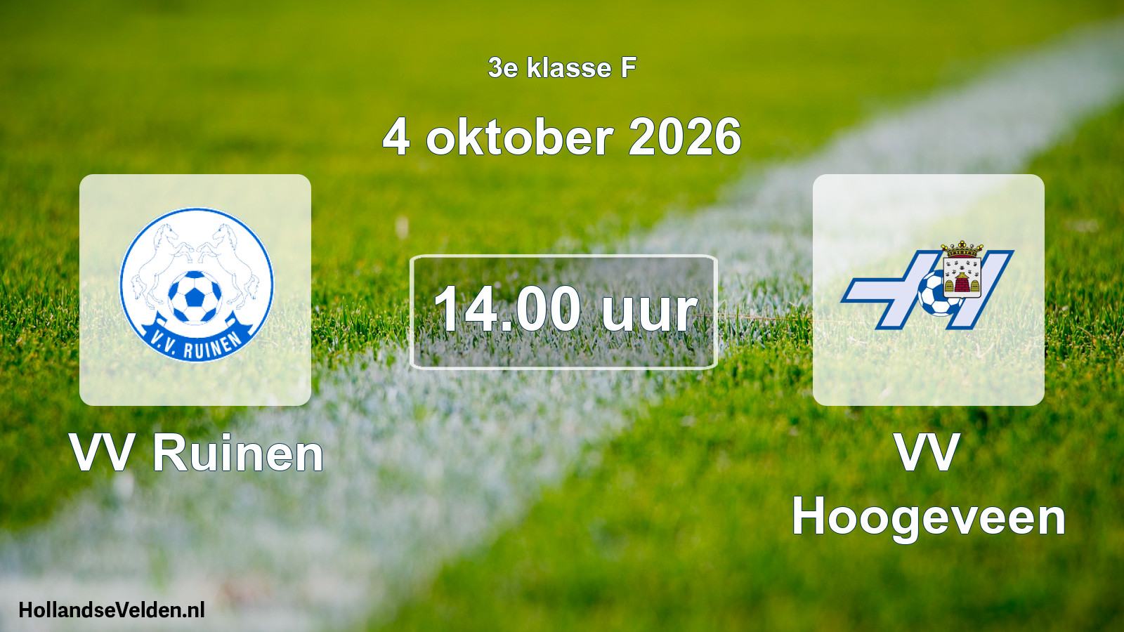Geplande wedstrijd: VV Ruinen - VV Hoogeveen (4 oktober 2026)