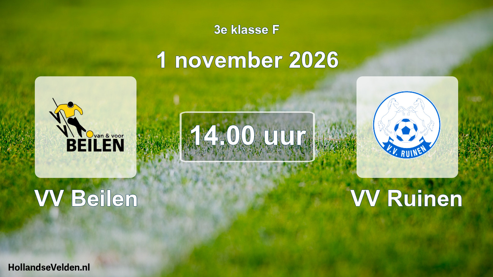 Geplande wedstrijd: VV Beilen - VV Ruinen (1 november 2026)