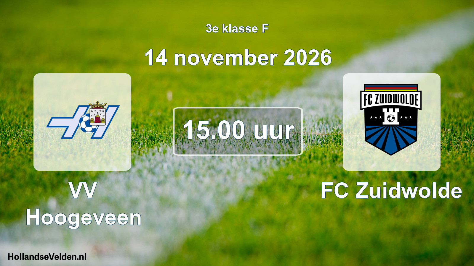 Geplande wedstrijd: VV Hoogeveen - FC Zuidwolde (14 november 2026)