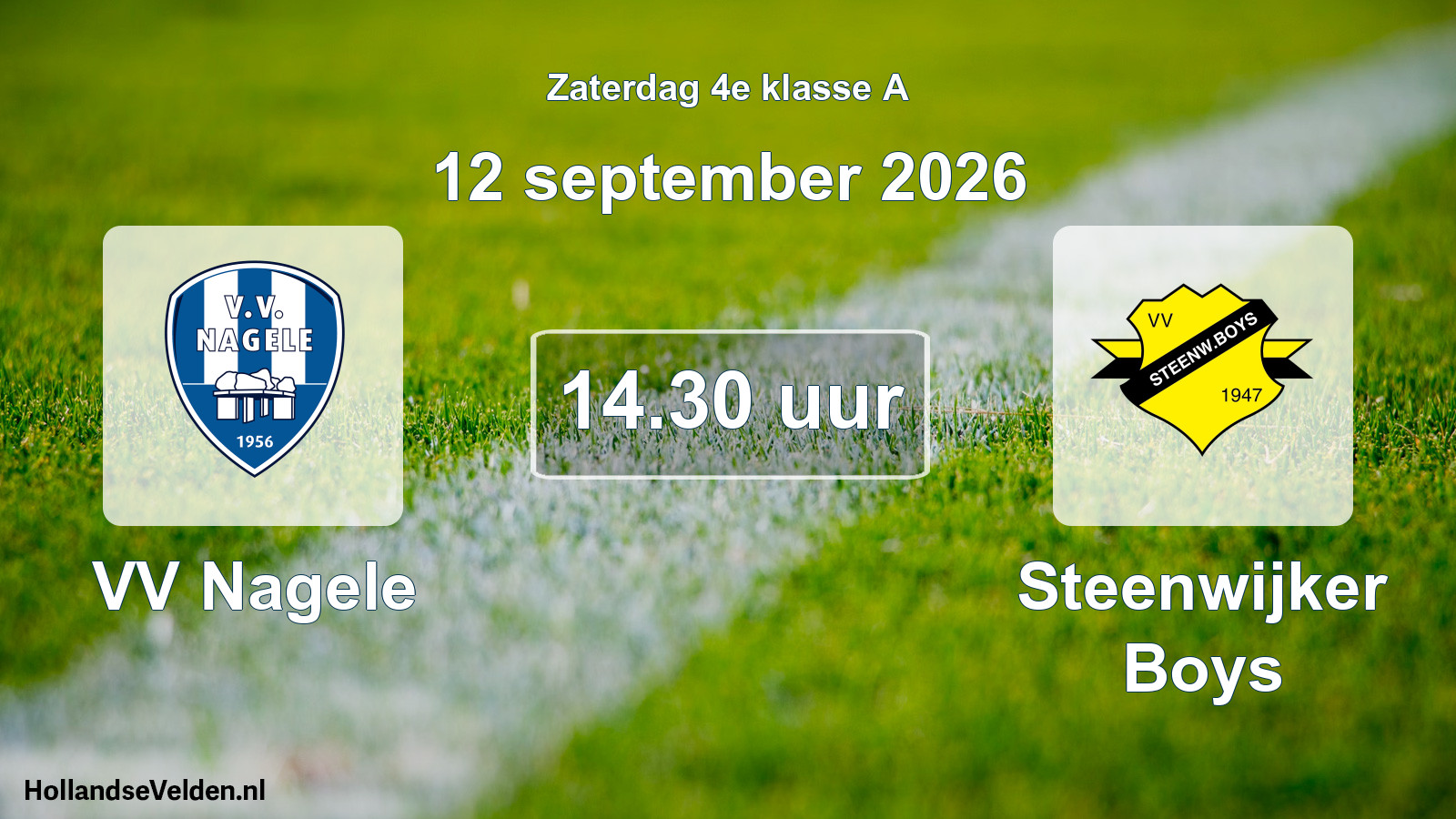 Geplande wedstrijd: VV Nagele - Steenwijker Boys (12 september 2026)