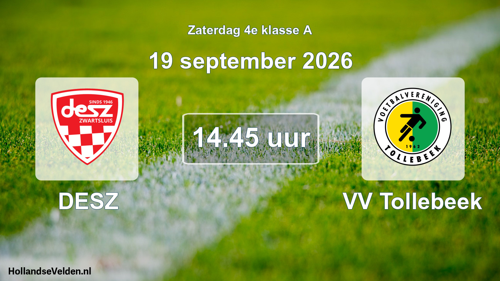 Scheduled Match: DESZ - VV Tollebeek (19 September 2026)