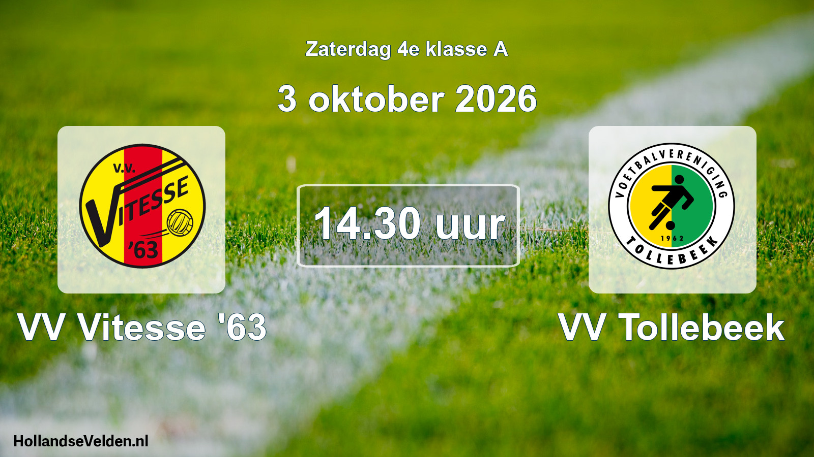 Geplande wedstrijd: VV Vitesse '63 - VV Tollebeek (3 oktober 2026)
