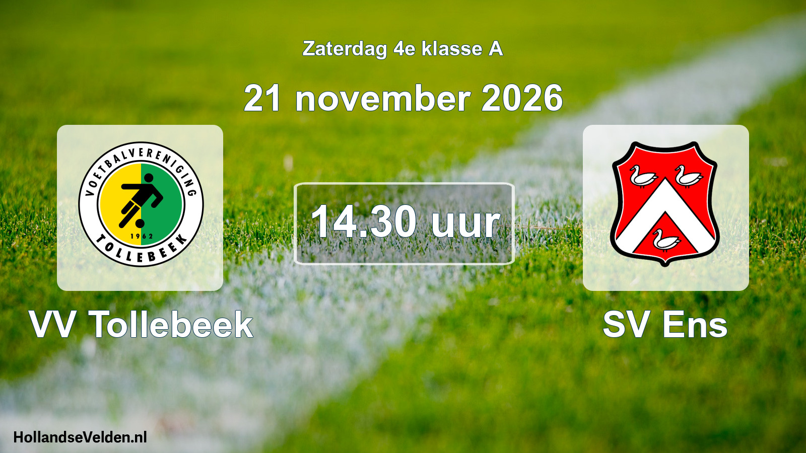 Geplande wedstrijd: VV Tollebeek - SV Ens (21 november 2026)