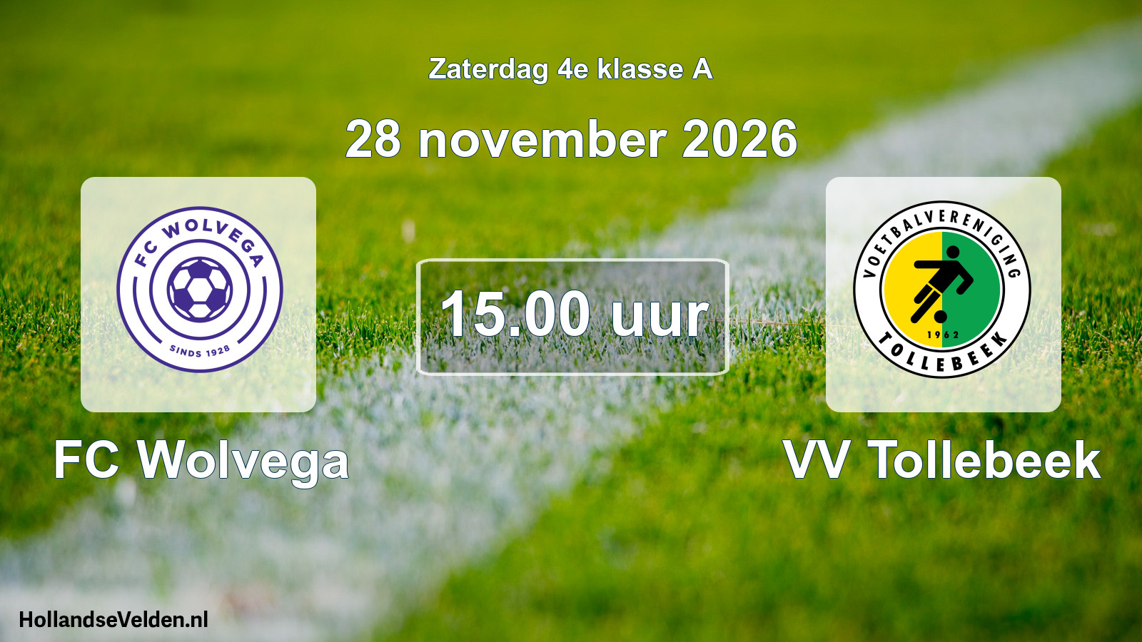 Geplande wedstrijd: FC Wolvega - VV Tollebeek (28 november 2026)