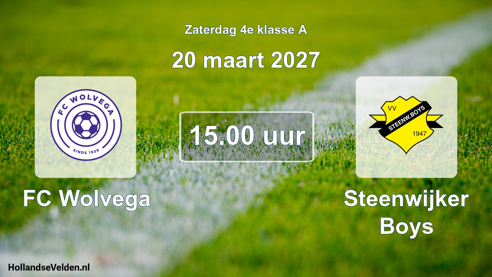 Geplande wedstrijd: FC Wolvega - Steenwijker Boys (20 maart 2027)