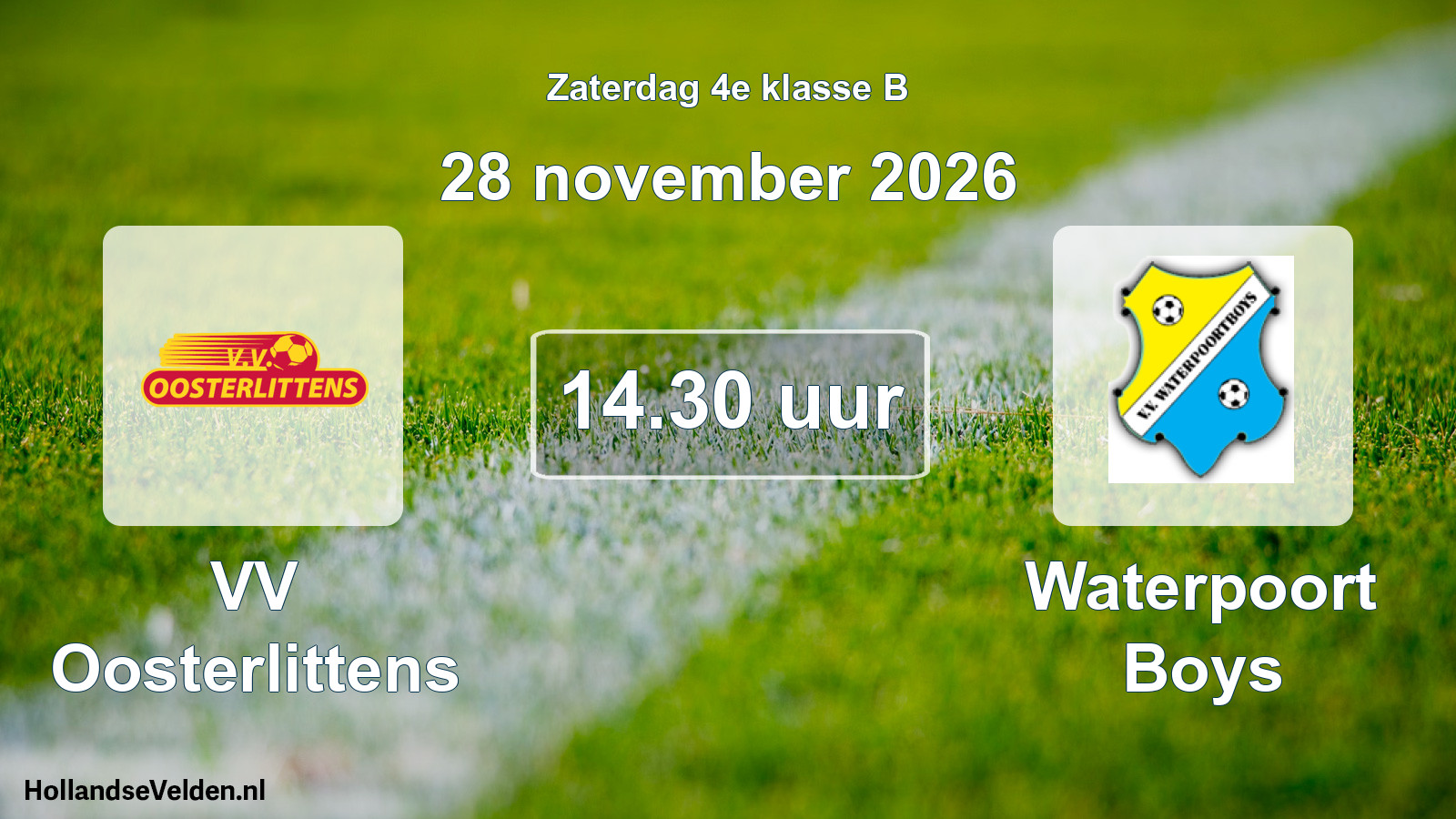 Geplande wedstrijd: VV Oosterlittens - Waterpoort Boys (28 november 2026)