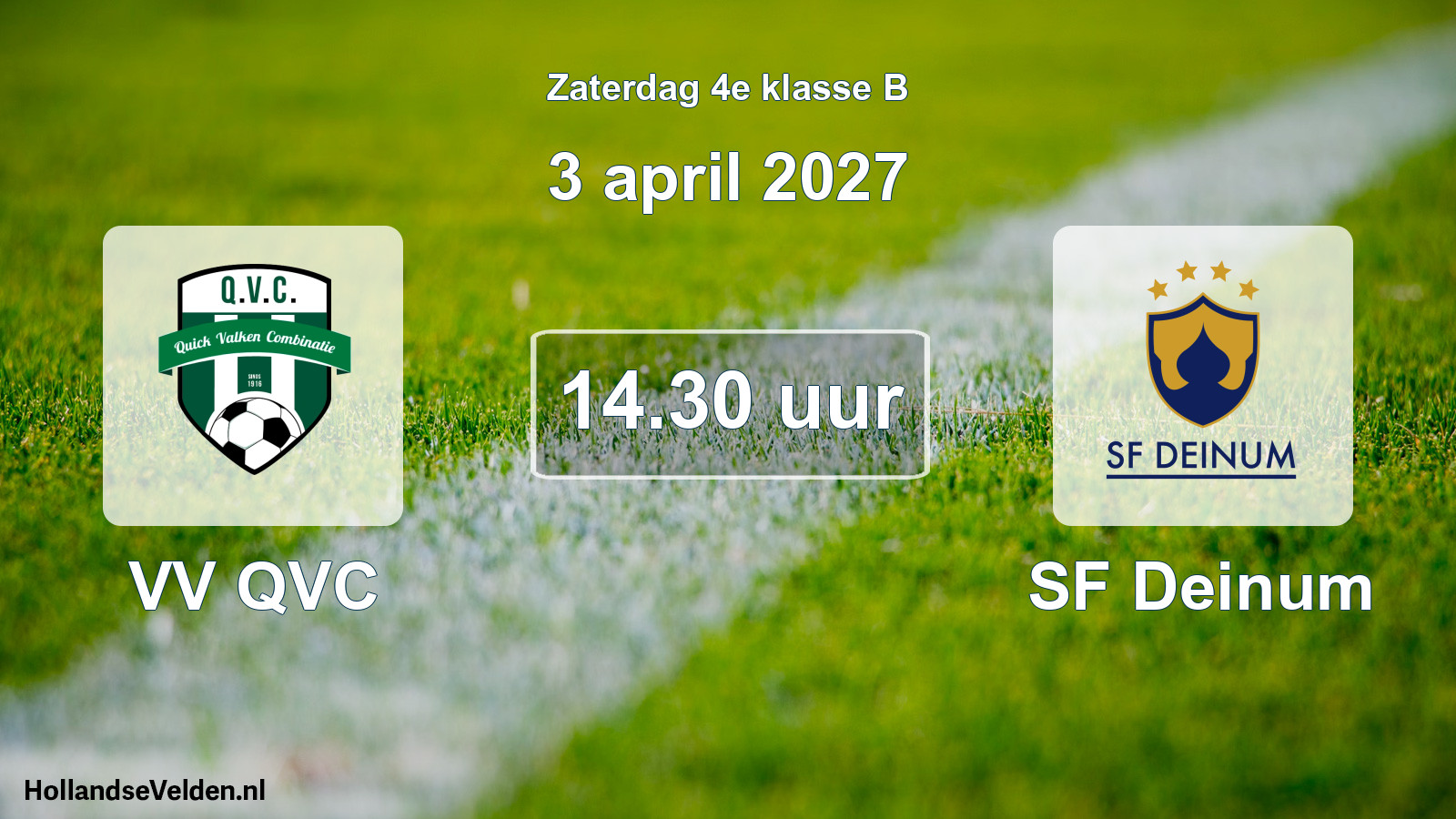 Geplande wedstrijd: VV QVC - SF Deinum (3 april 2027)