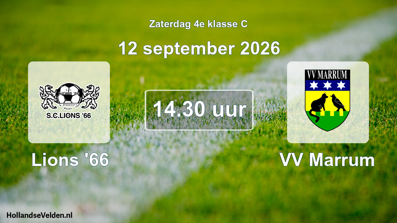 Geplande wedstrijd: Lions '66 - VV Marrum (12 september 2026)