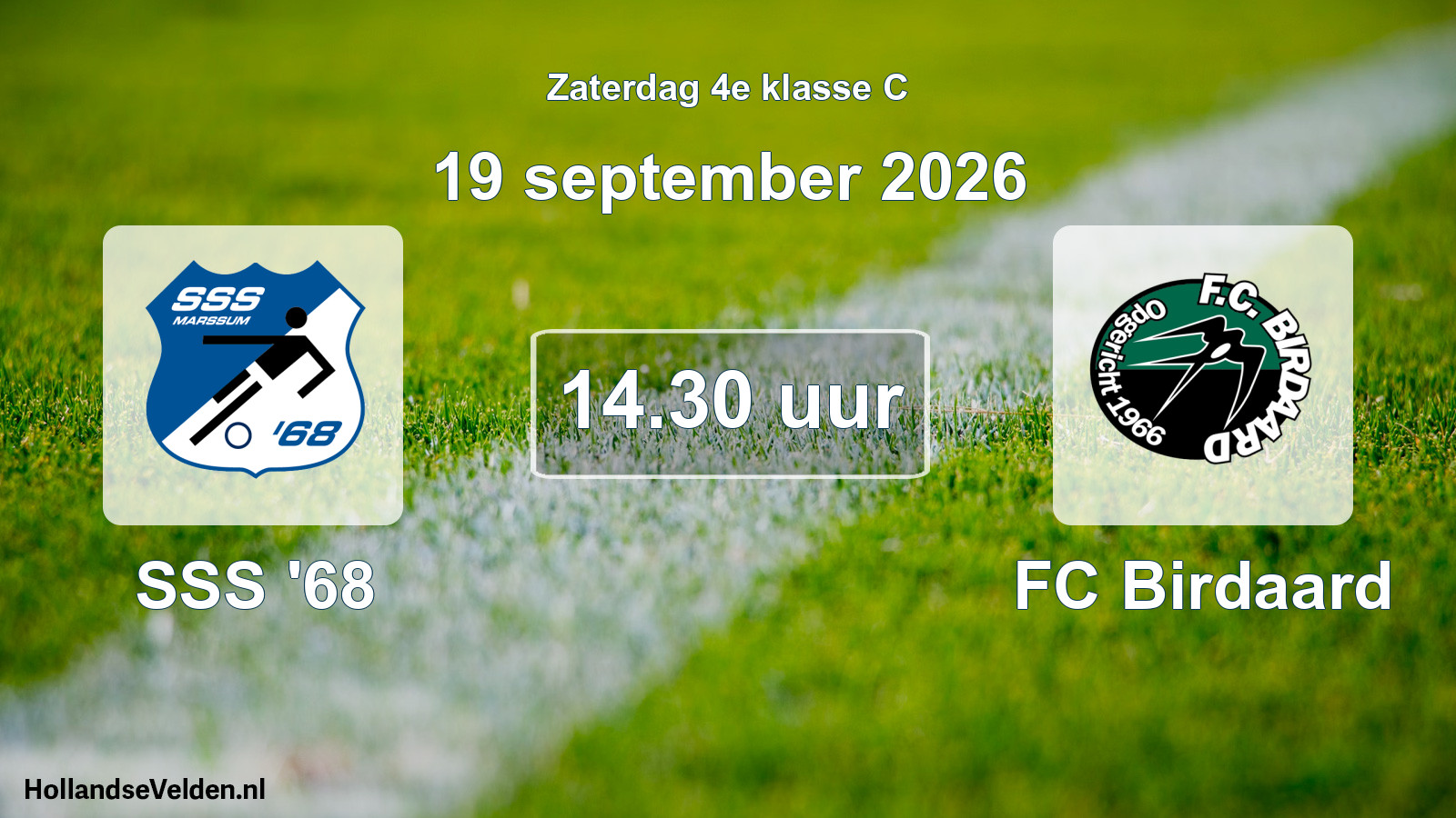 Geplande wedstrijd: SSS '68 - FC Birdaard (19 september 2026)