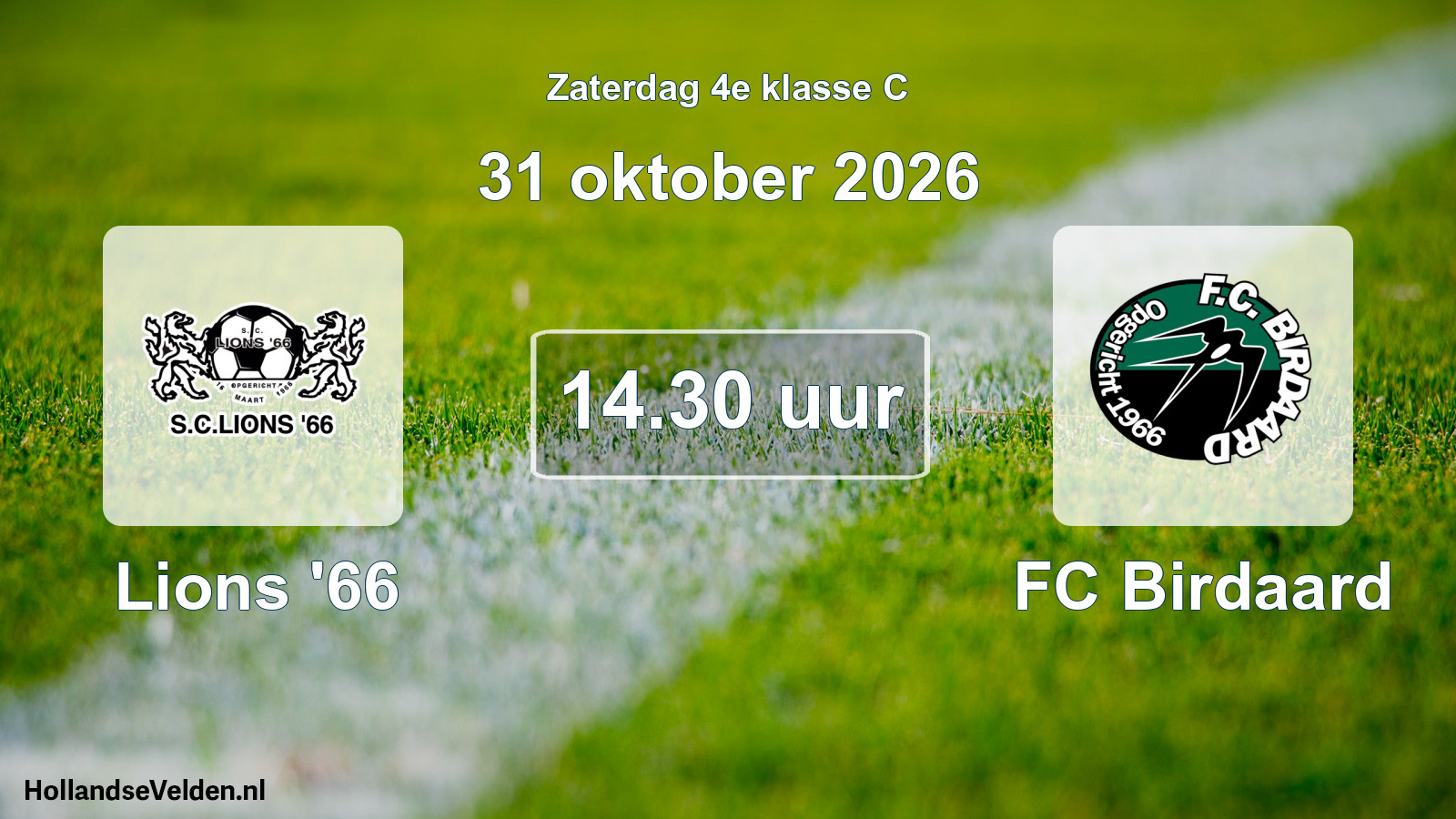 Geplande wedstrijd: Lions '66 - FC Birdaard (31 oktober 2026)