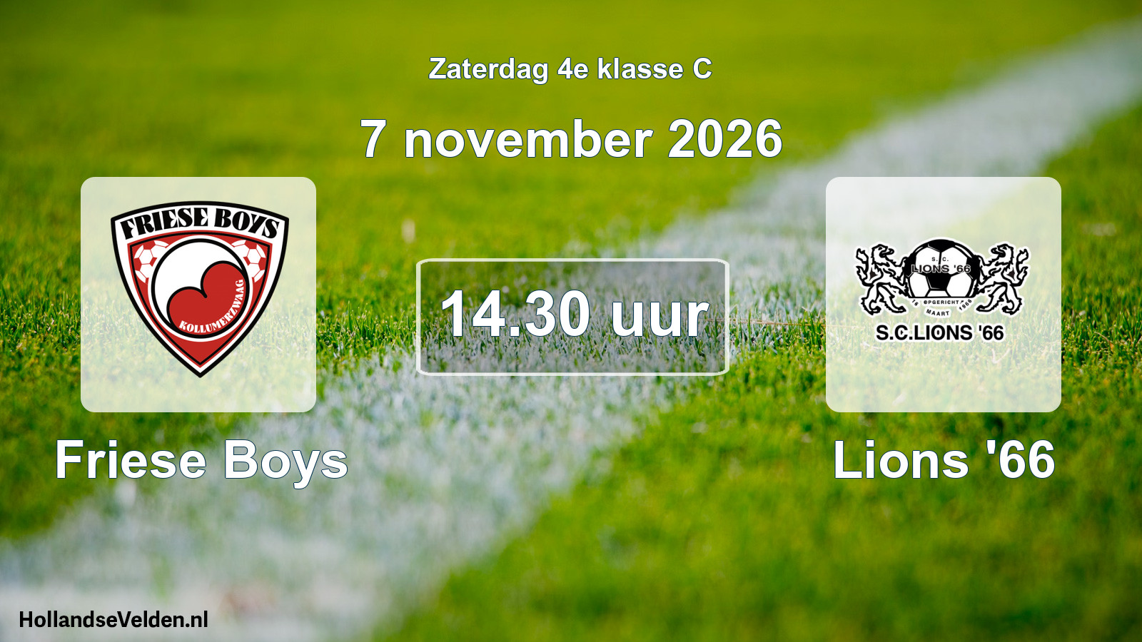 Geplande wedstrijd: Friese Boys - Lions '66 (7 november 2026)