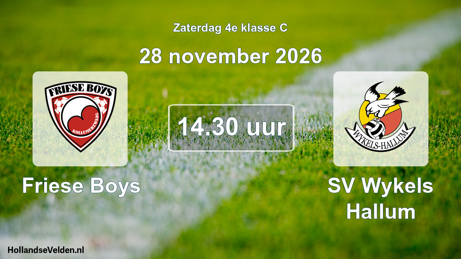 Geplande wedstrijd: Friese Boys - SV Wykels Hallum (28 november 2026)