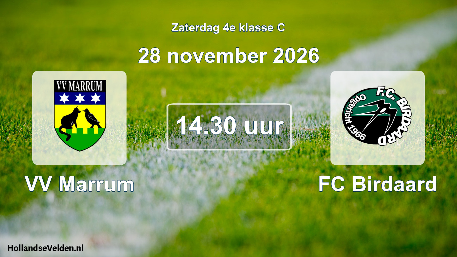 Geplande wedstrijd: VV Marrum - FC Birdaard (28 november 2026)
