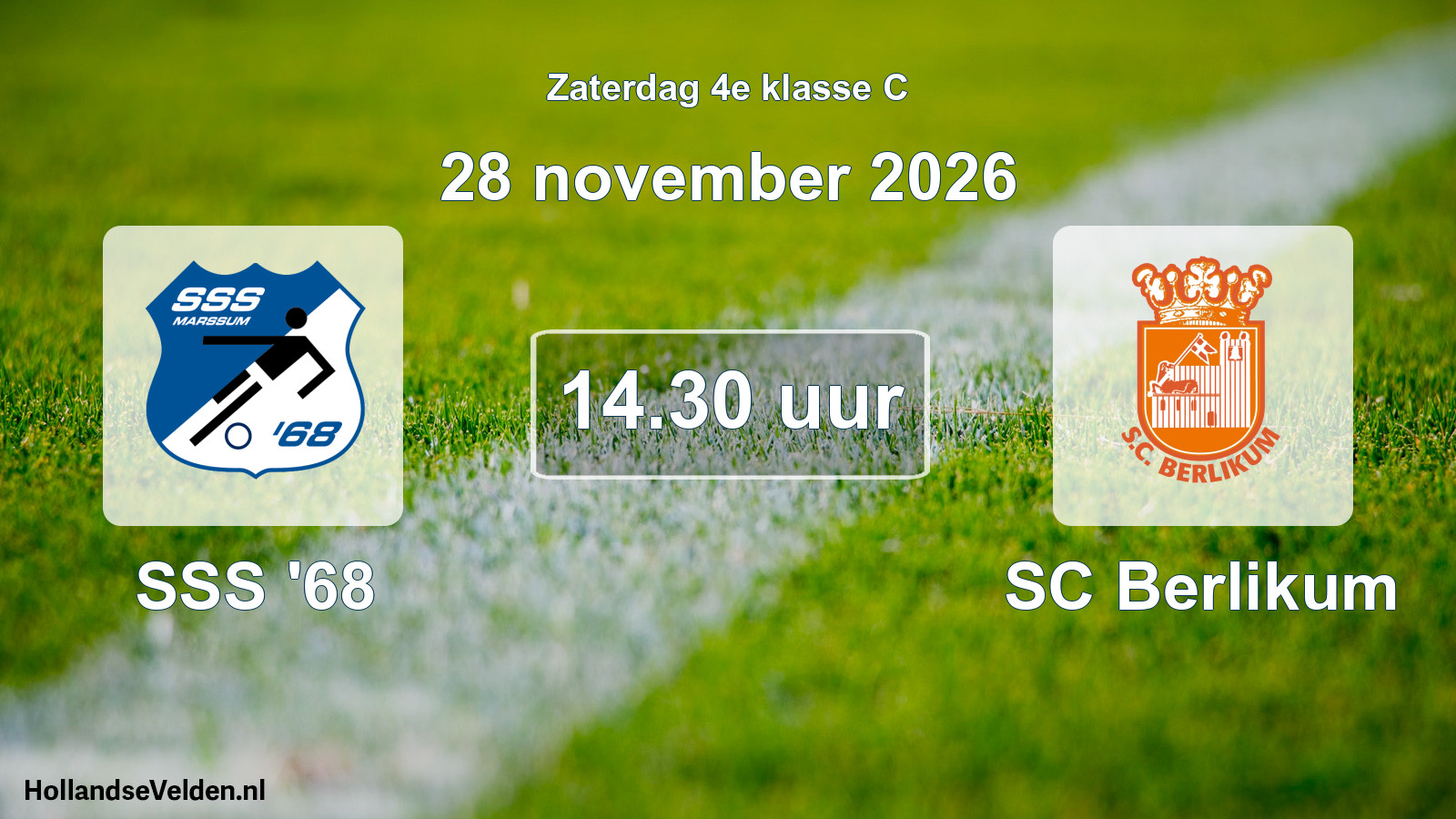 Geplande wedstrijd: SSS '68 - SC Berlikum (28 november 2026)
