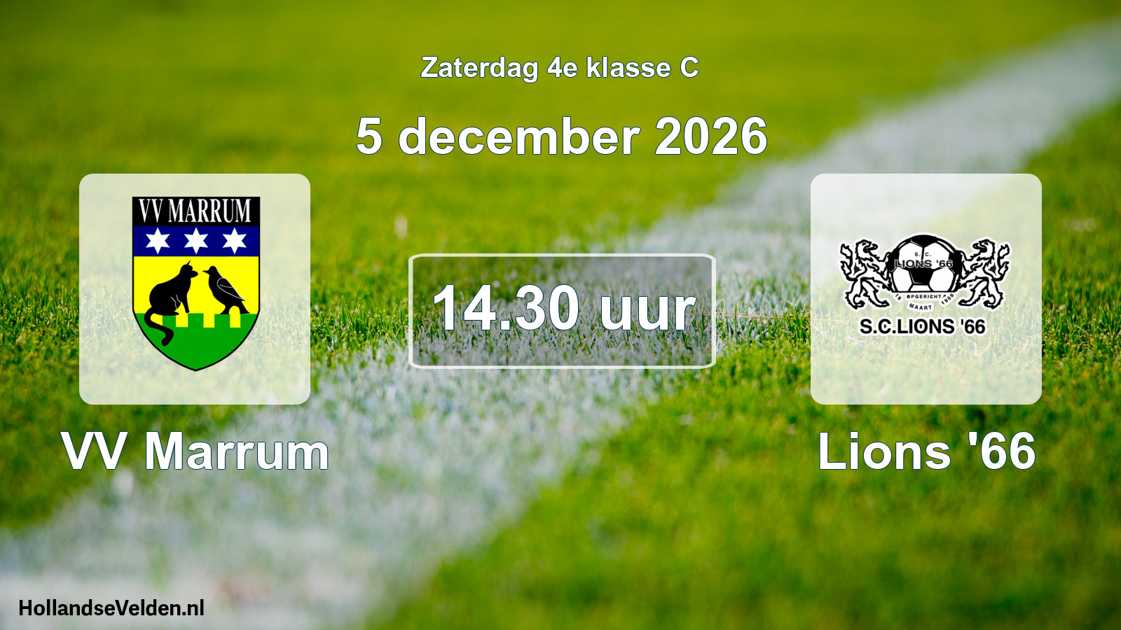 Geplande wedstrijd: VV Marrum - Lions '66 (5 december 2026)