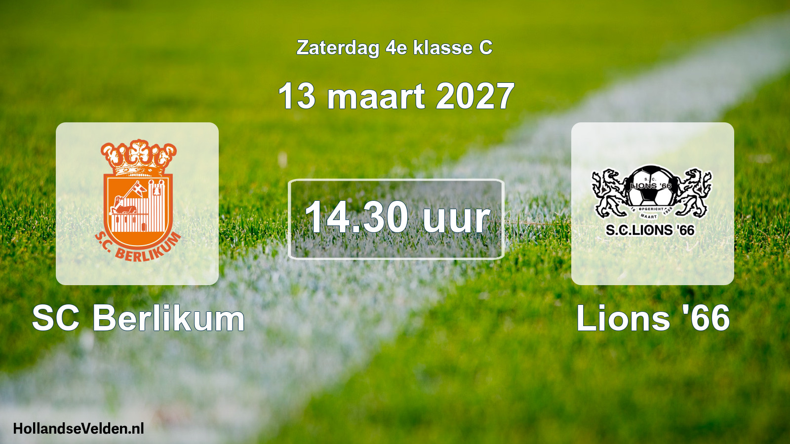 Geplande wedstrijd: SC Berlikum - Lions '66 (13 maart 2027)