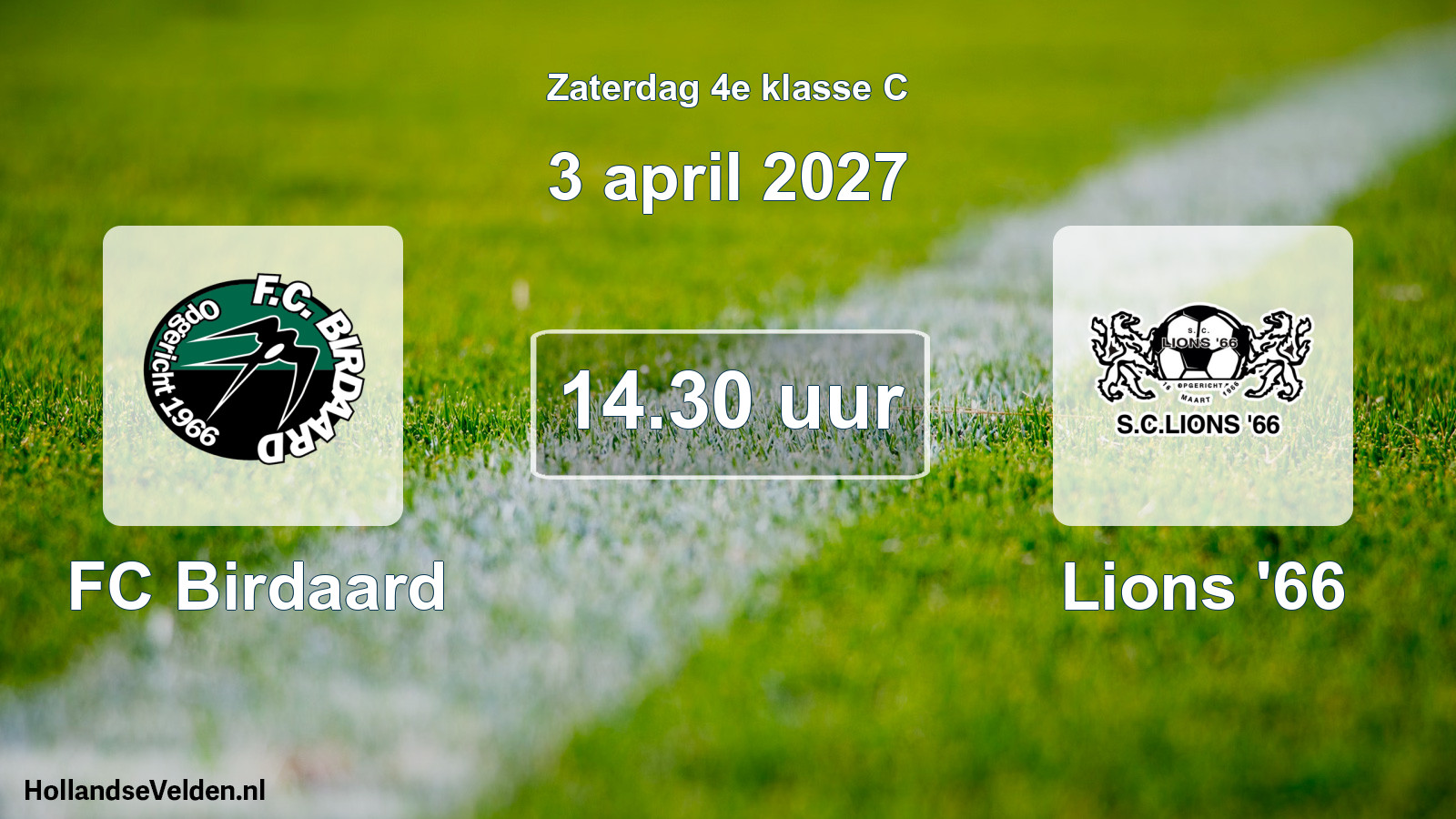 Geplande wedstrijd: FC Birdaard - Lions '66 (3 april 2027)
