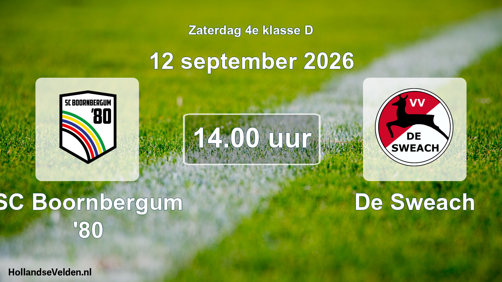 Geplande wedstrijd: SC Boornbergum '80 - De Sweach (12 september 2026)