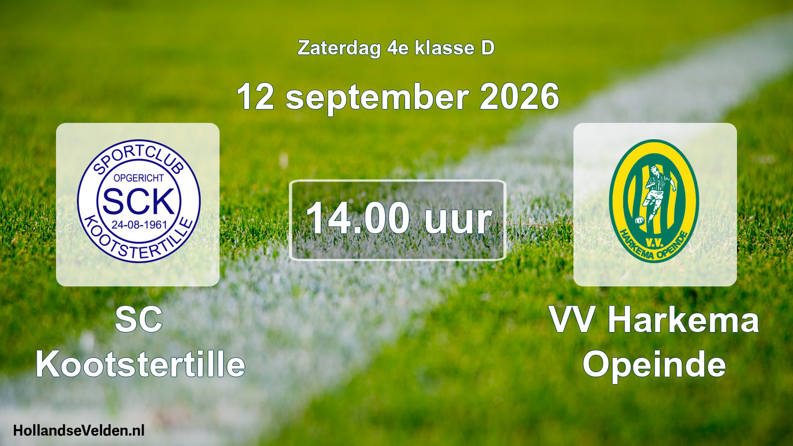 Geplande wedstrijd: SC Kootstertille - VV Harkema Opeinde (12 september 2026)