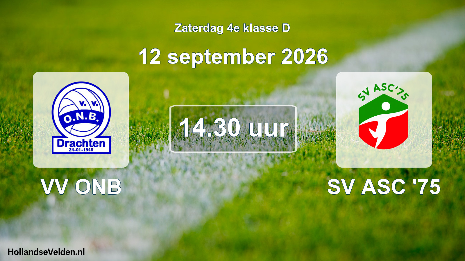 Geplande wedstrijd: VV ONB - SV ASC '75 (12 september 2026)
