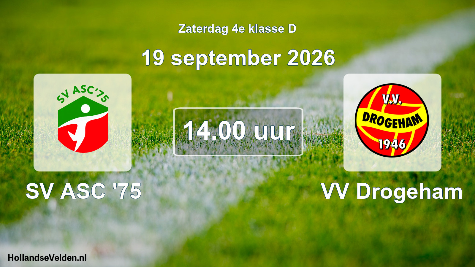 Geplande wedstrijd: SV ASC '75 - VV Drogeham (19 september 2026)