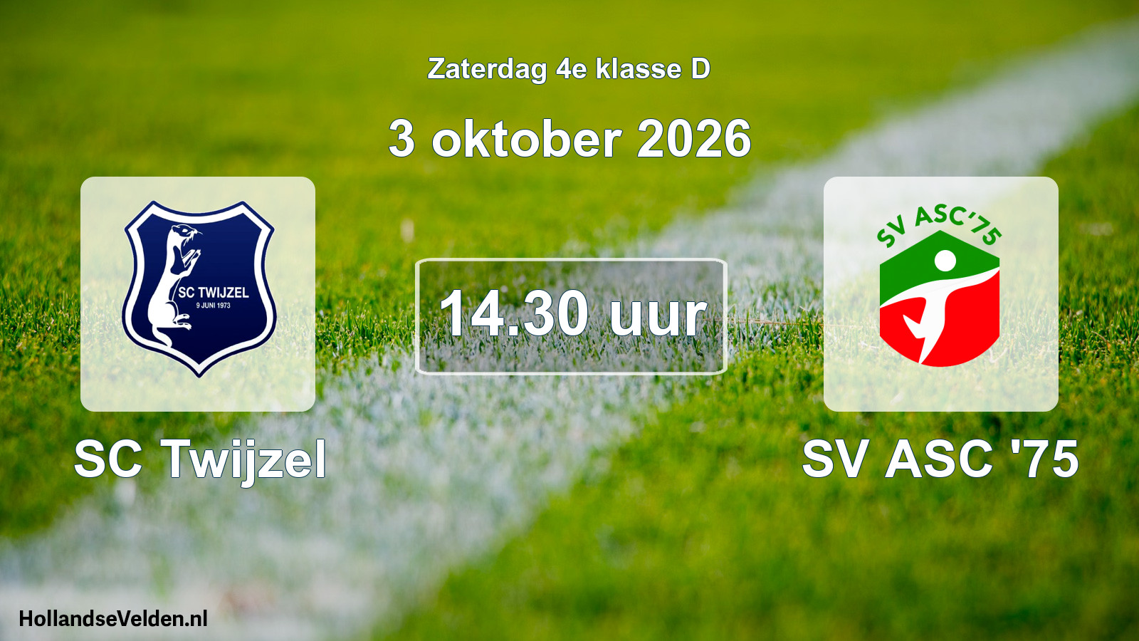 Geplande wedstrijd: SC Twijzel - SV ASC '75 (3 oktober 2026)