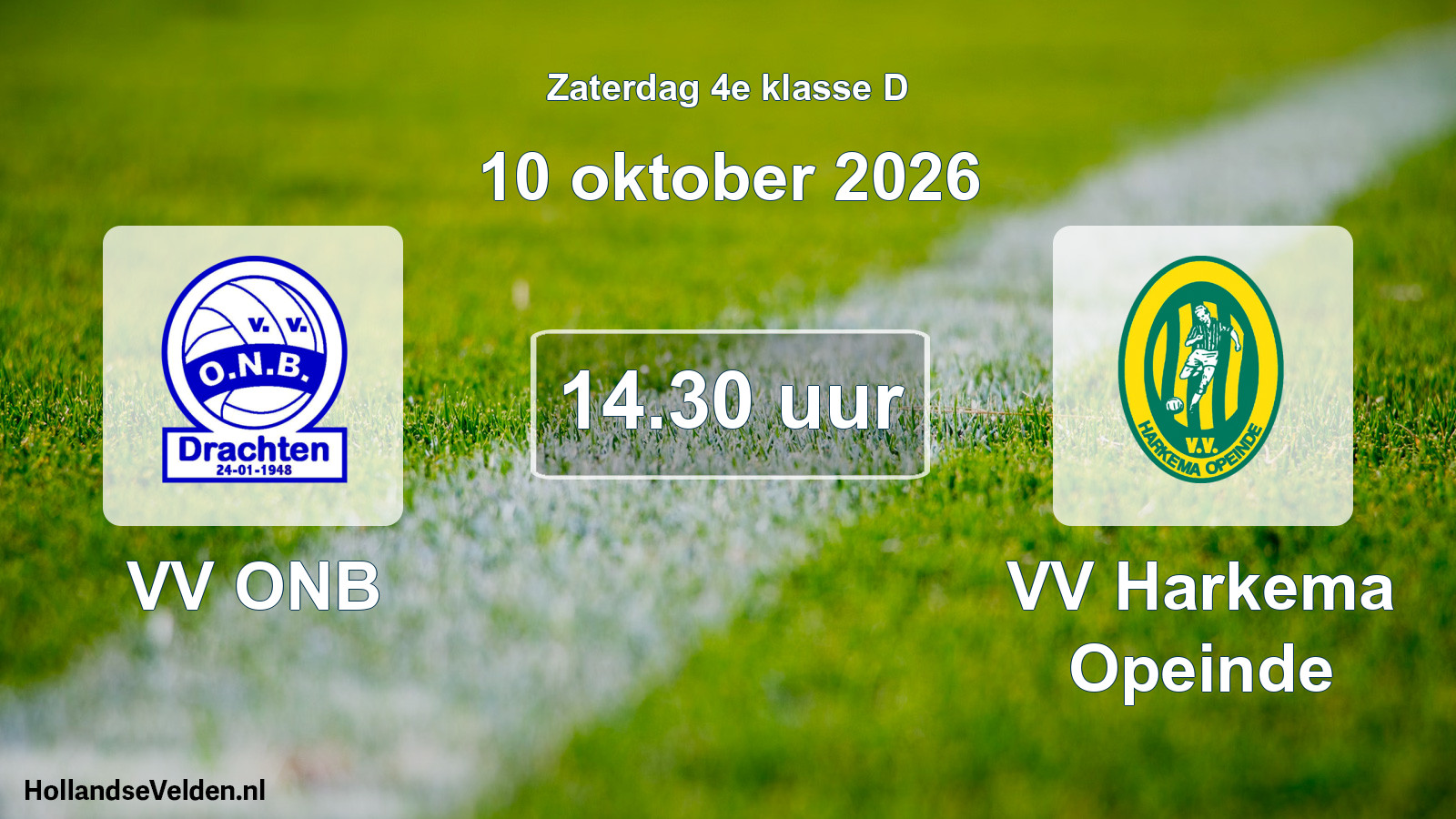 Geplande wedstrijd: VV ONB - VV Harkema Opeinde (10 oktober 2026)