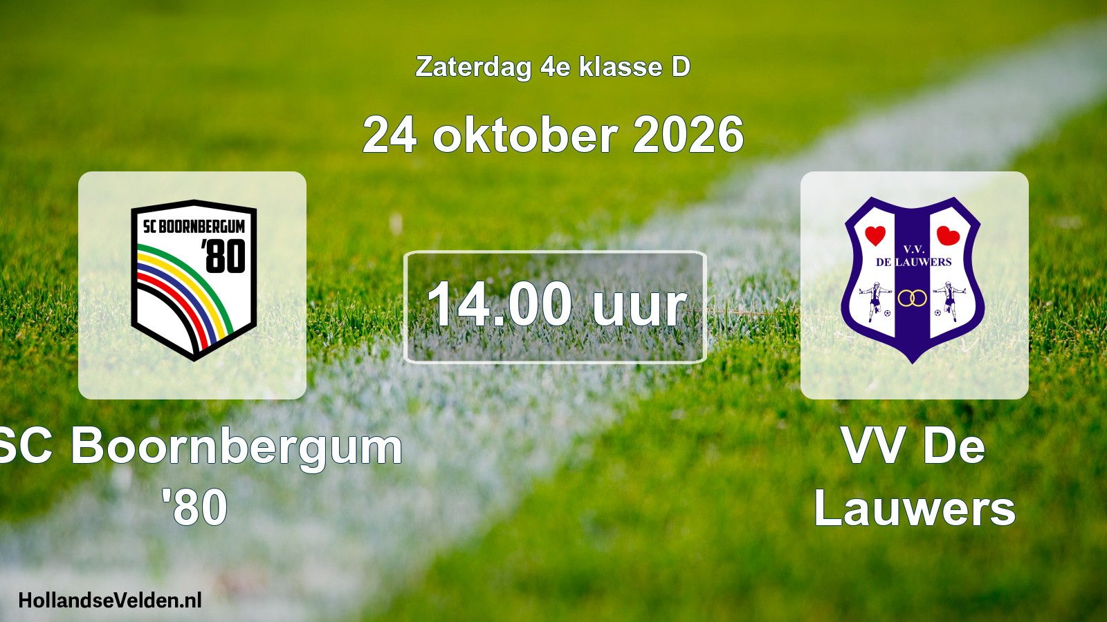 Geplande wedstrijd: SC Boornbergum '80 - VV De Lauwers (24 oktober 2026)