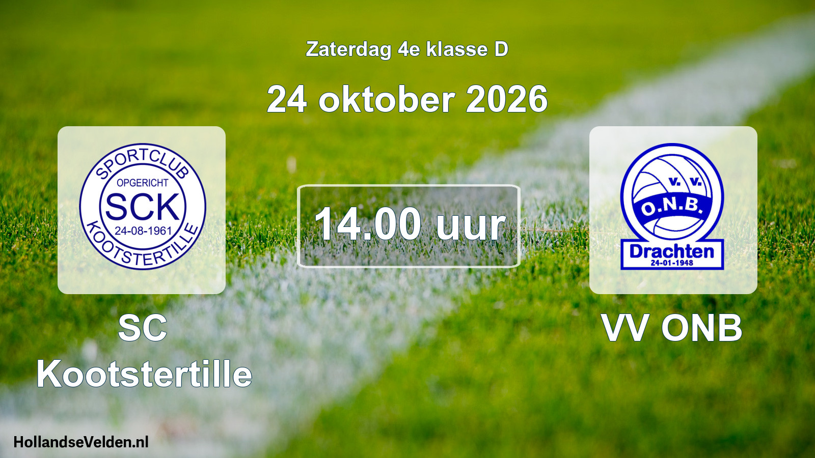 Geplande wedstrijd: SC Kootstertille - VV ONB (24 oktober 2026)