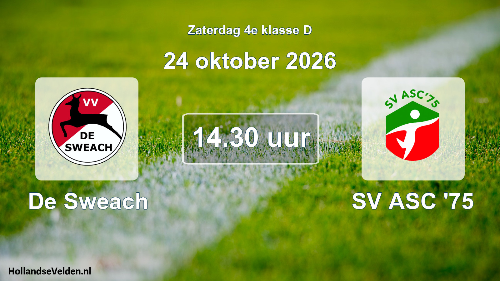 Geplande wedstrijd: De Sweach - SV ASC '75 (24 oktober 2026)
