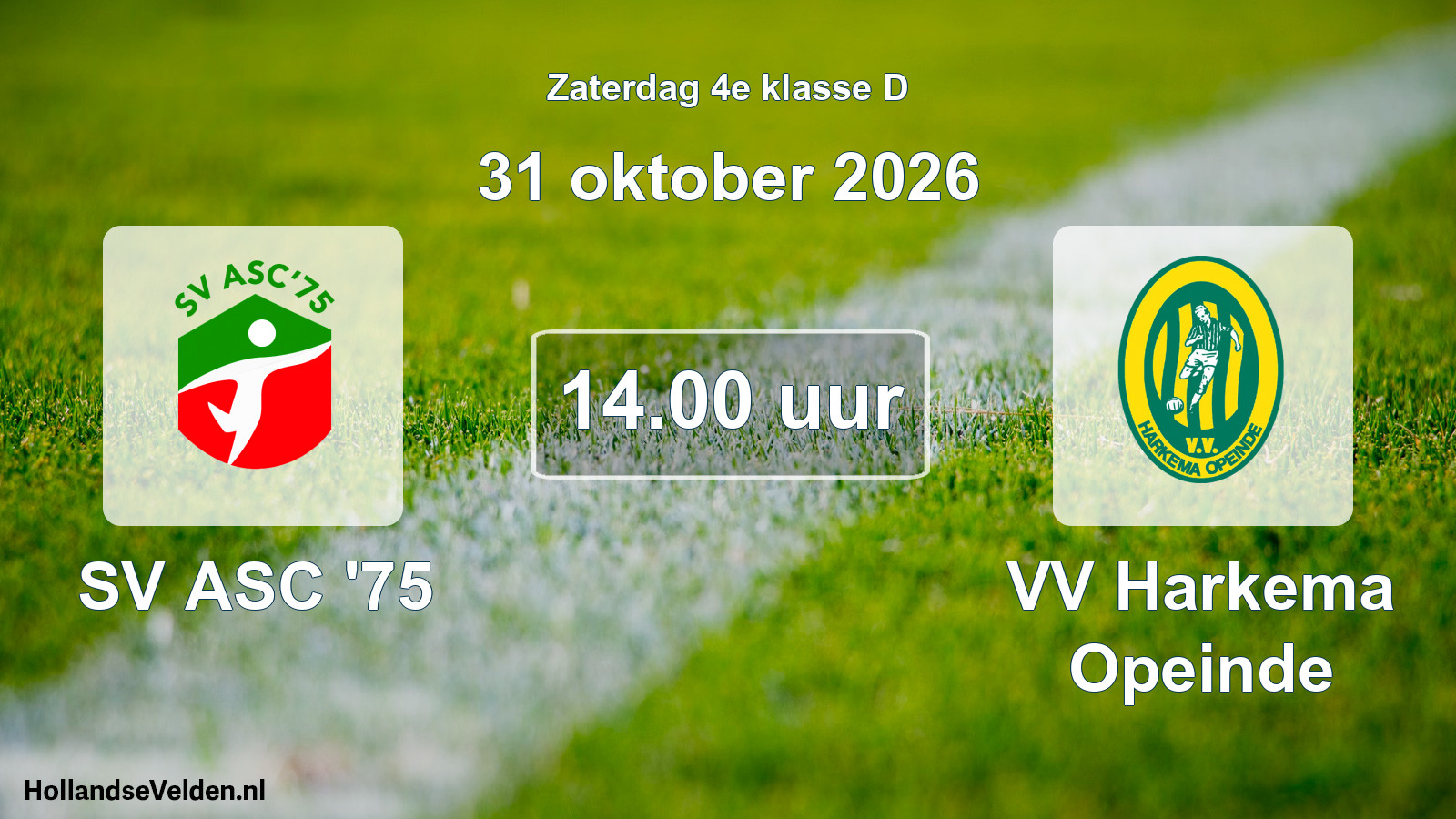 Geplande wedstrijd: SV ASC '75 - VV Harkema Opeinde (31 oktober 2026)