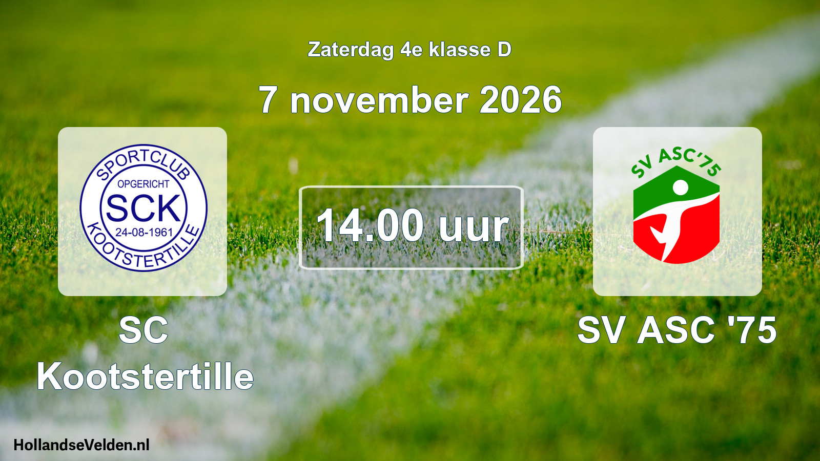 Geplande wedstrijd: SC Kootstertille - SV ASC '75 (7 november 2026)