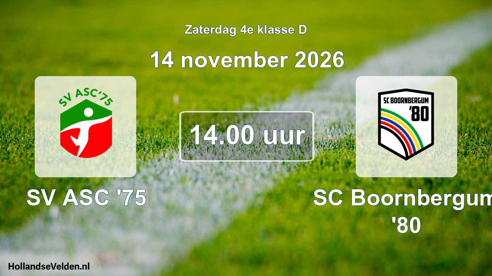 Geplande wedstrijd: SV ASC '75 - SC Boornbergum '80 (14 november 2026)