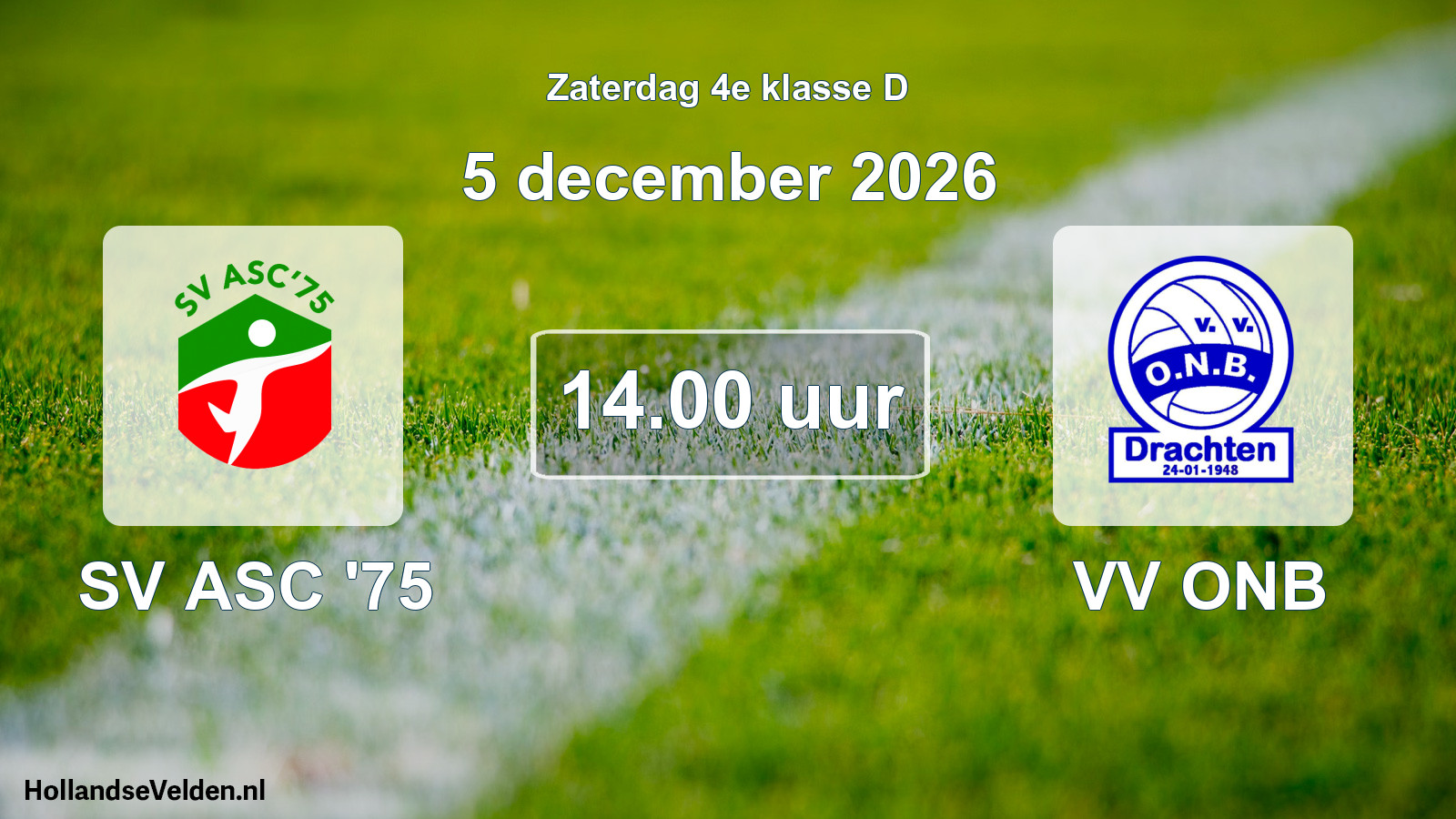 Geplande wedstrijd: SV ASC '75 - VV ONB (5 december 2026)