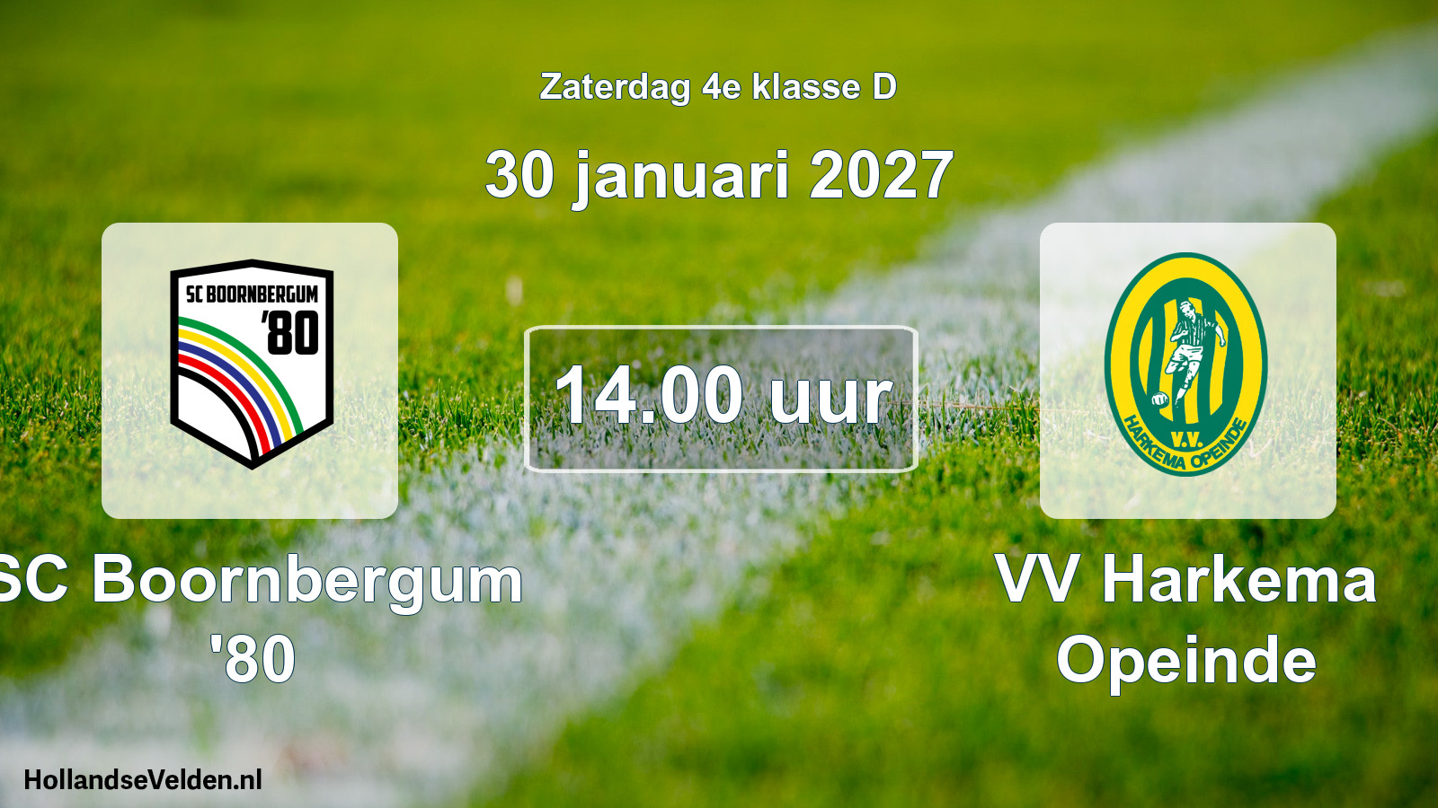 Geplande wedstrijd: SC Boornbergum '80 - VV Harkema Opeinde (30 januari 2027)