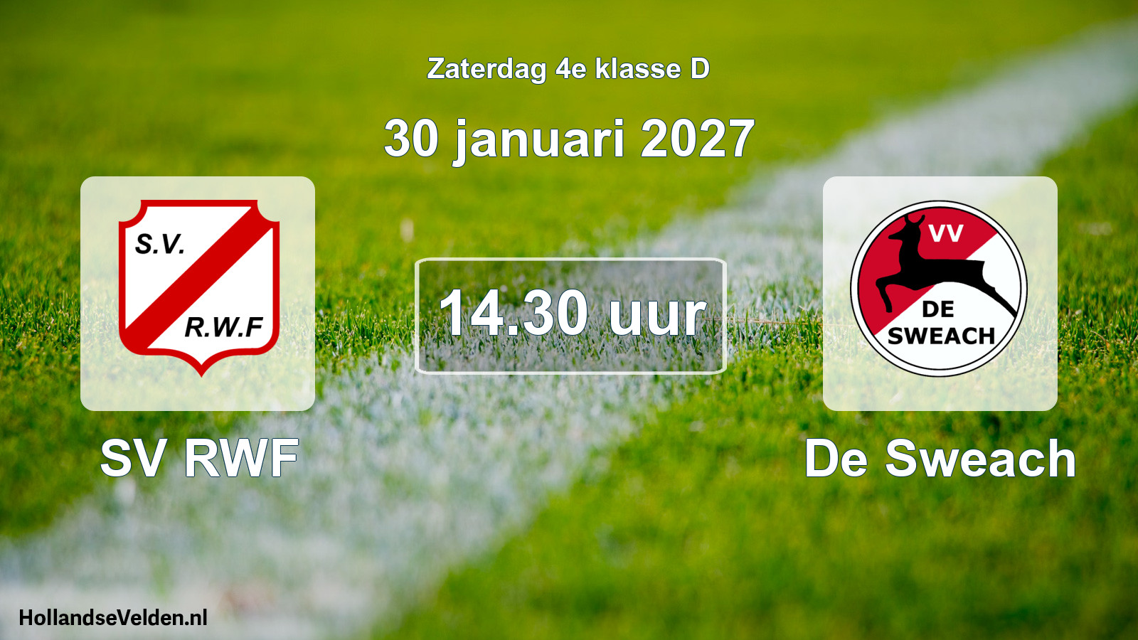 Geplande wedstrijd: SV RWF - De Sweach (30 januari 2027)