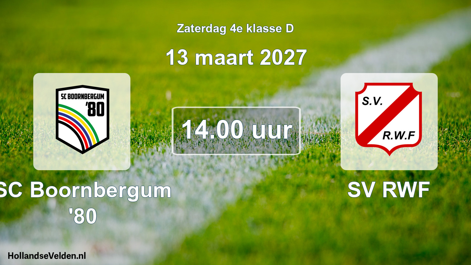 Geplande wedstrijd: SC Boornbergum '80 - SV RWF (13 maart 2027)