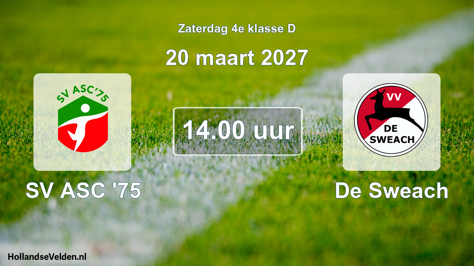 Geplande wedstrijd: SV ASC '75 - De Sweach (20 maart 2027)